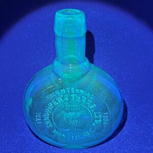 Vtg Clevenger Brothers Bicentennial NC Blue Glass Bottle South Jersey 70s Glows